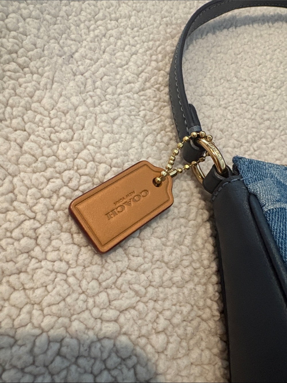 Coach Denim Signature nolita in Blue with Black Strap and Gold Hardware - Picture 4 of 8